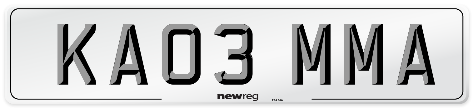 KA03 MMA Number Plate from New Reg